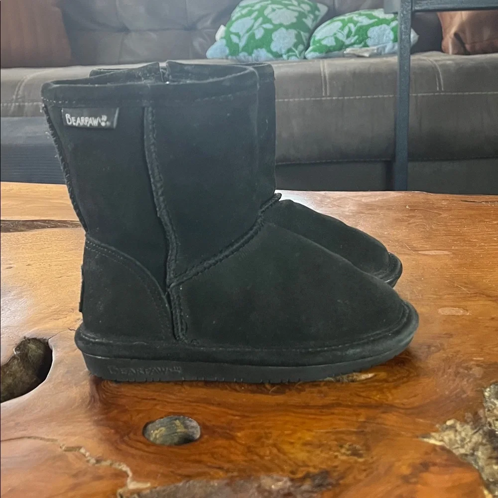 Bearpaw Kids Emma Zip Short Boots Black Water Resistant Toddler Size 9 Girls